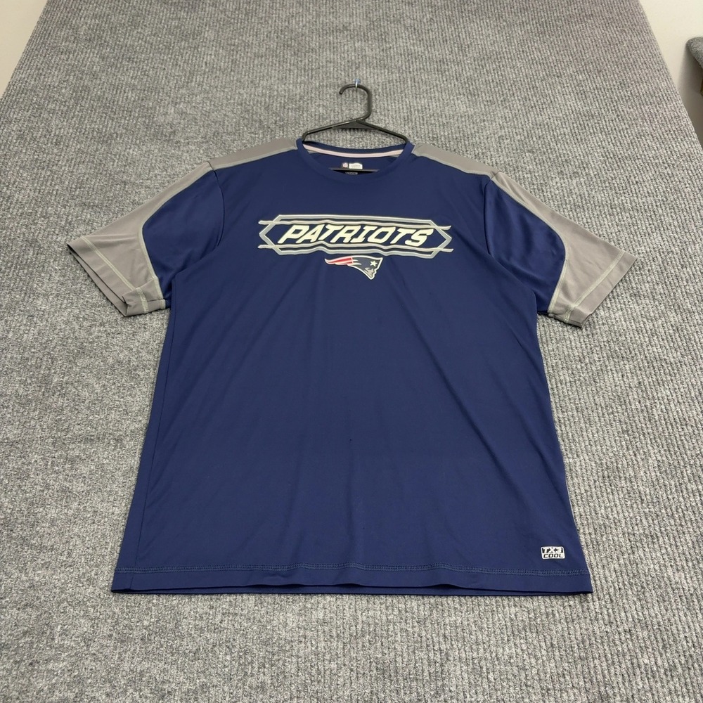 New England Patriots NFL Team Apparel Shirt Mens L Blue Polyester TX3 Cool Sport